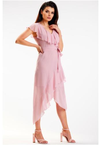 Elegantné šifónové šaty ružovej farby