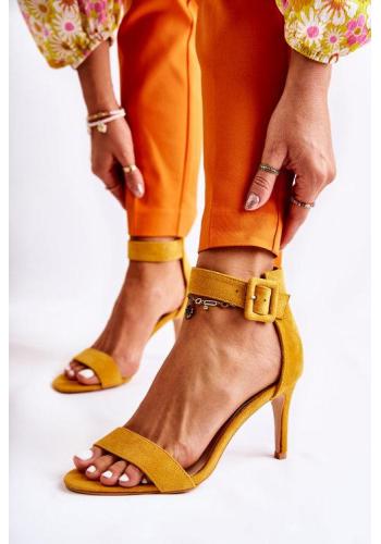 Dámske žlté sandále na podpätku
