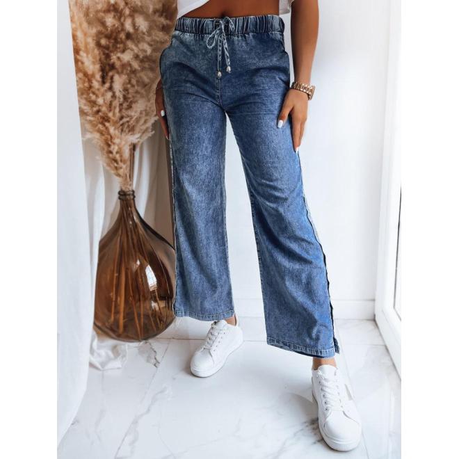 E-shop Široké modré džínsy s gumou v páse