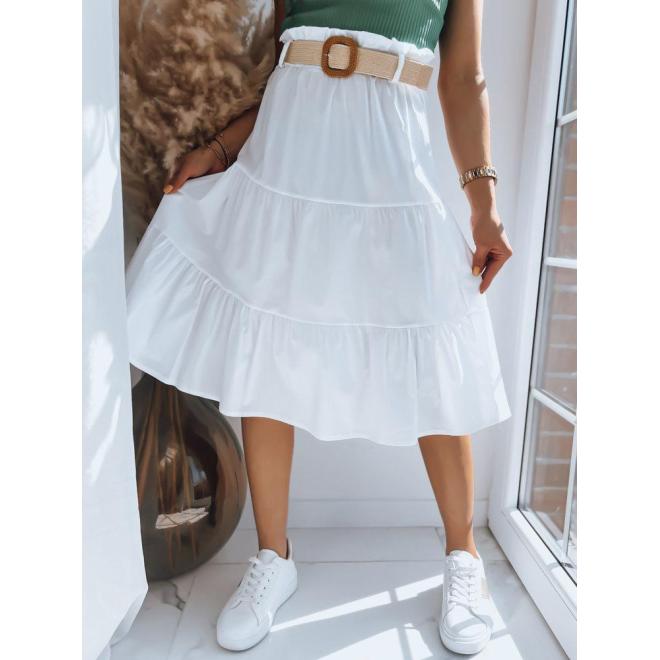 E-shop Biela dámska midi sukňa s pleteným opaskom