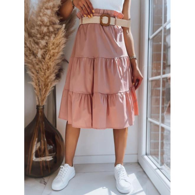 E-shop Midi sukňa ružovej farby s pleteným opaskom
