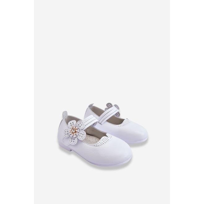 E-shop Biele dievčenské balerínky s ozdobou