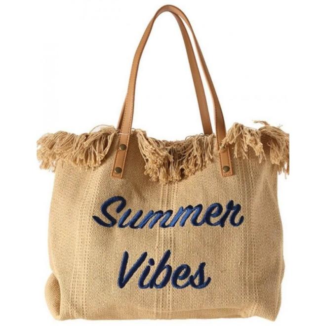 E-shop Plážová hnedá taška so strapcami