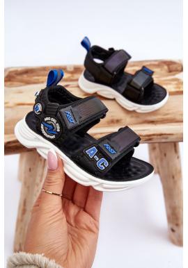 Chlapčenské čierno-modré sandále na suchý zips