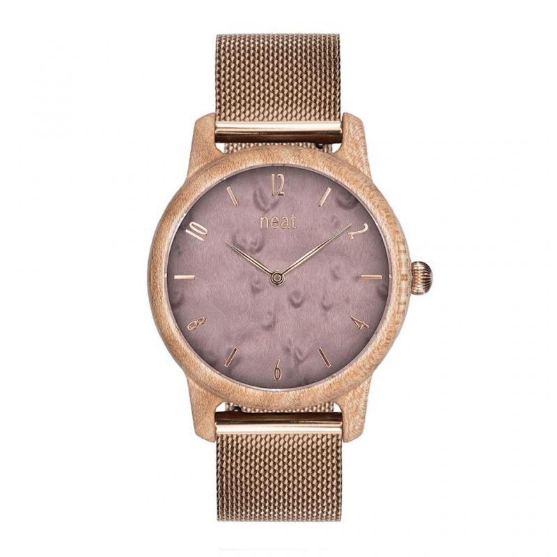 Drevené dámske hodinky sivo-zlatej farby s kovovým remienkom