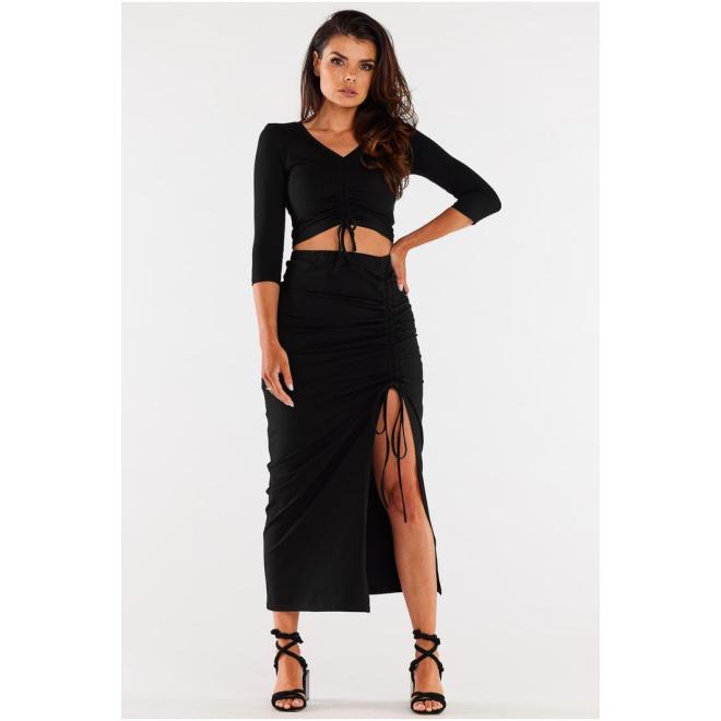 E-shop Maxi sukňa s nariasením v čiernej farbe