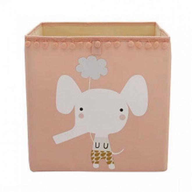 E-shop Ružový kôš na hračky so slonom