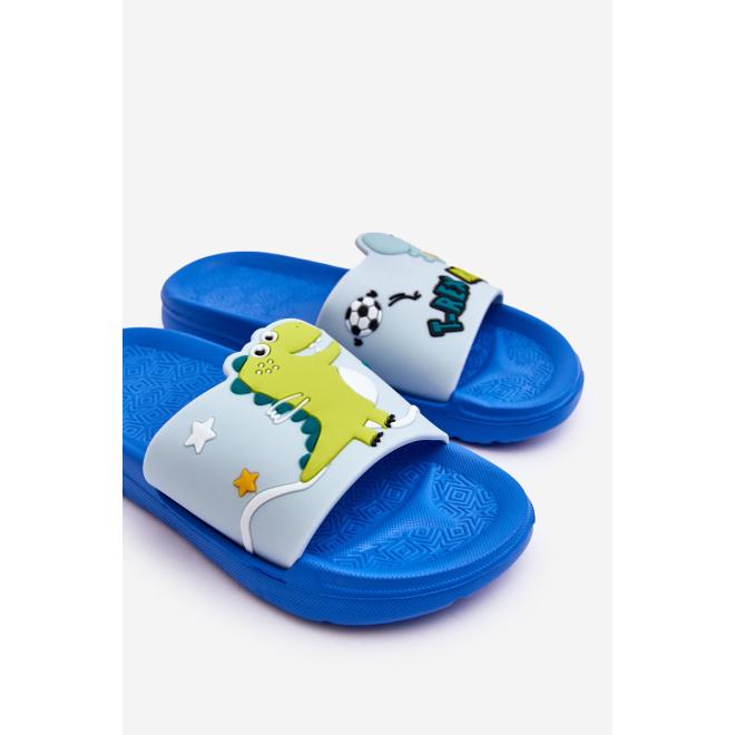 Modré chlapčenské šľapky s dinosaurom