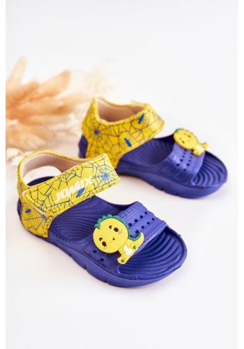 Modré chlapčenské sandále s ozdobou