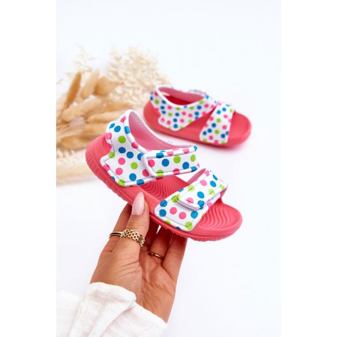 E-shop Bielo-ružové dievčenské sandále