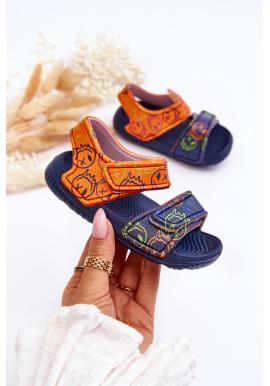 Chlapčenské modro-oranžové sandále