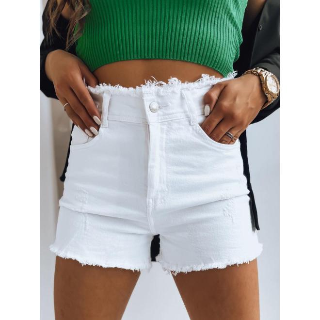 E-shop Riflové dámske šortky v bielej farbe