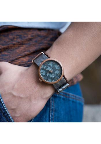 Drevené pánske hodinky čiernej farby s textilným remienkom