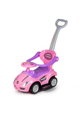 Ružové detské autíčko s rúčkou 3v1