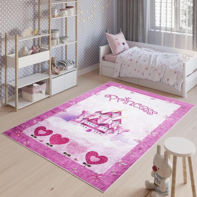 E-shop Ružový koberec s dievčenským motívom