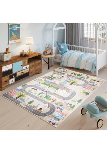 Koberec s motívom dedinky pre deti