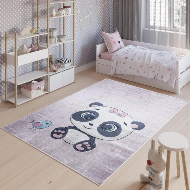 E-shop Ružový detský koberec s motívom pandy
