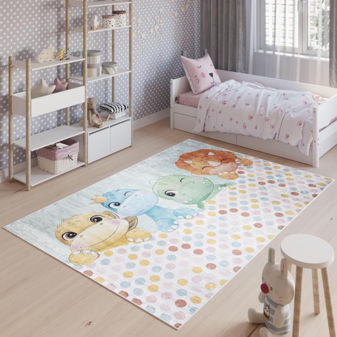 E-shop Detský farebný koberec s dinosaurami