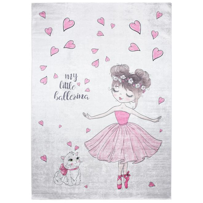 Detský koberec s malým dievčatkom a psíkom