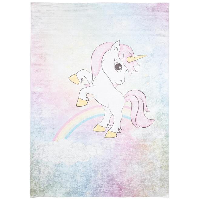 Dúhový detský koberec s jedorožcom
