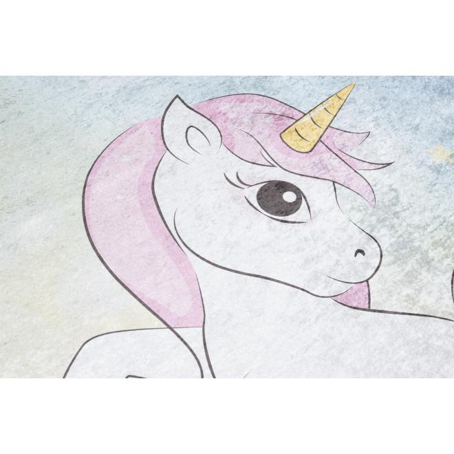 Dúhový detský koberec s jedorožcom