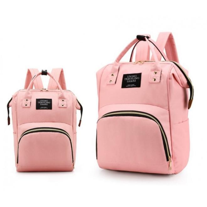 Ružový funkčný ruksak pre mamičky a oteckov