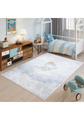Modrý detský koberec s princom