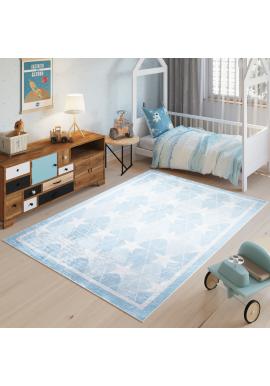 Detský modrý koberec s hviezdičkami