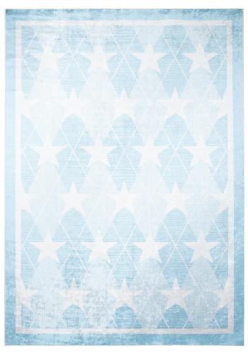 Detský modrý koberec s hviezdičkami