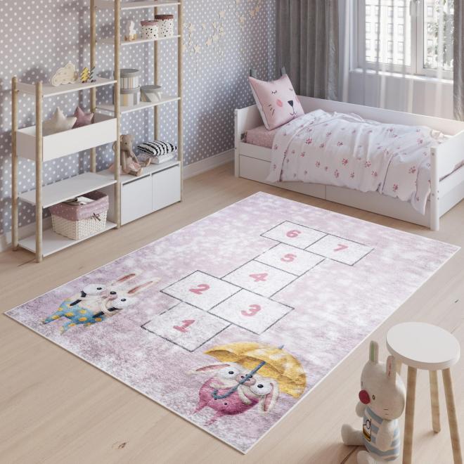 E-shop Ružový koberec s detskou skákacou hrou