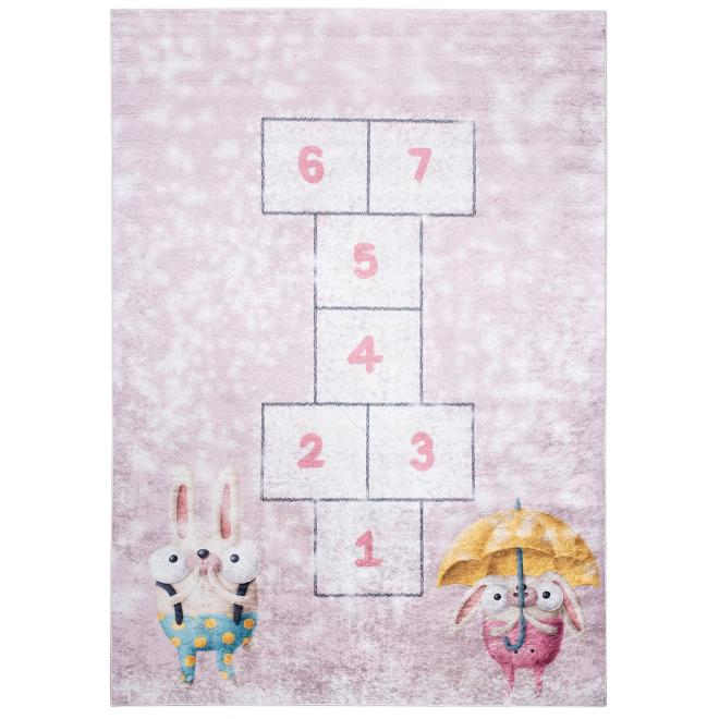 Ružový koberec s detskou skákacou hrou