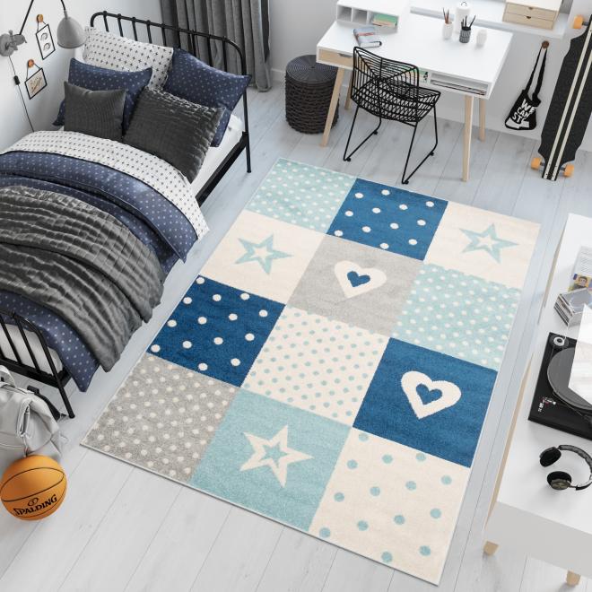E-shop Detský modrý koberec so vzormi