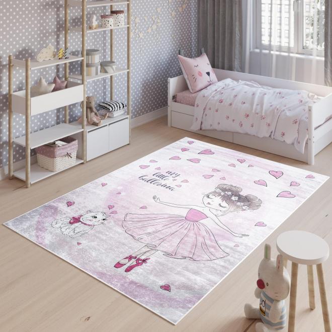 E-shop Detský ružový koberec s baletkou