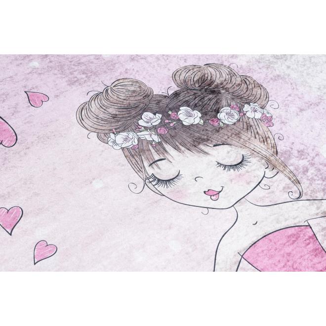 Detský ružový koberec s baletkou