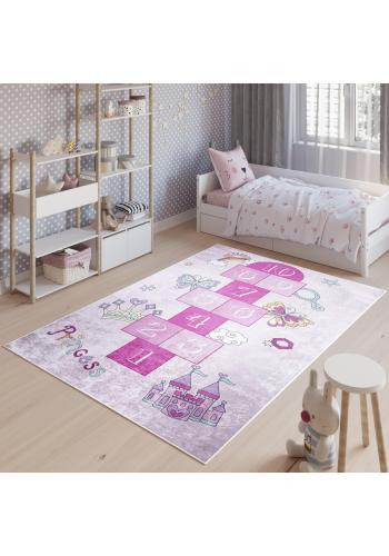 Detský ružový koberec s čislicami