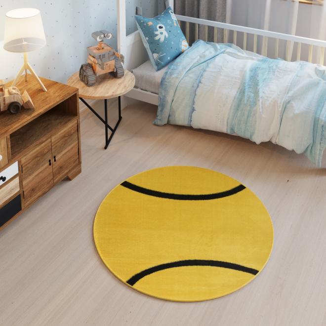 E-shop Žltý detský okrúhly koberec