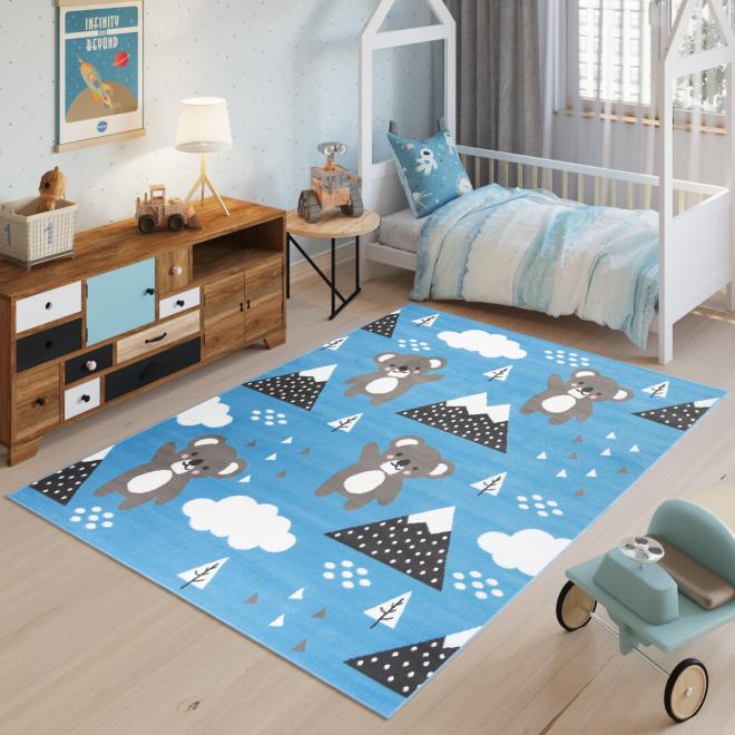 E-shop Detský modrý koberec s medveďmi