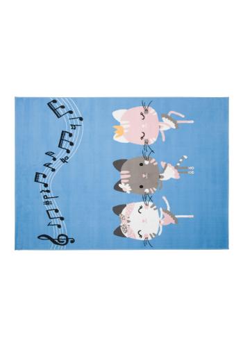 Detský koberec s mačičkami modrej farby
