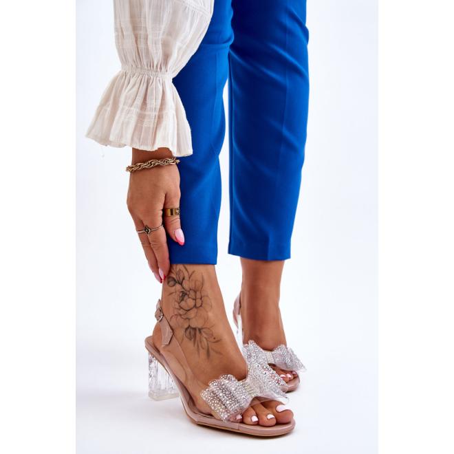 E-shop Transparentné dámske sandále na podpätku