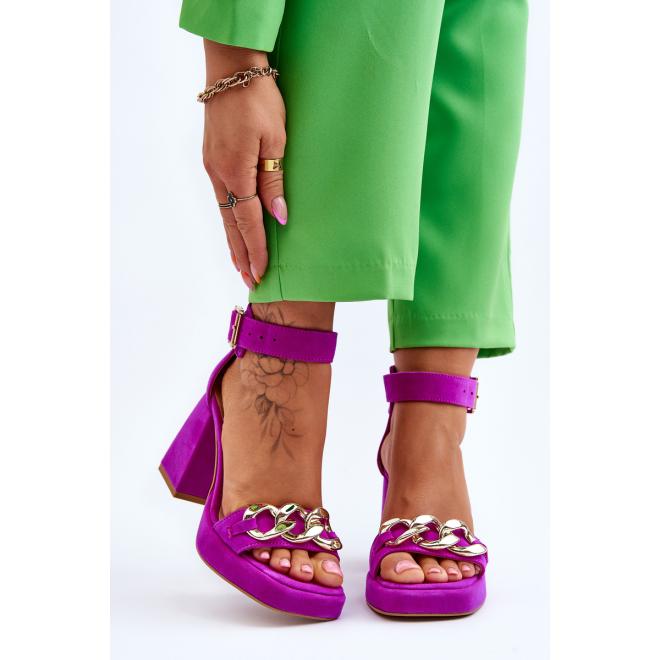 E-shop Fuchsiové dámske sandále Lewski na podpätku