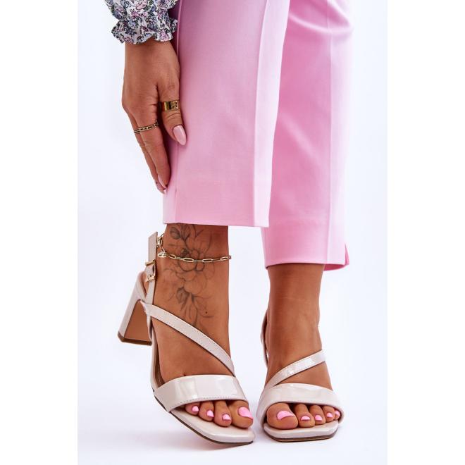 E-shop Béžové dámske sandále na podpätku
