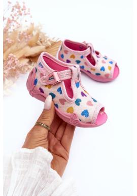 Ružové detské sandále so srdiečkami
