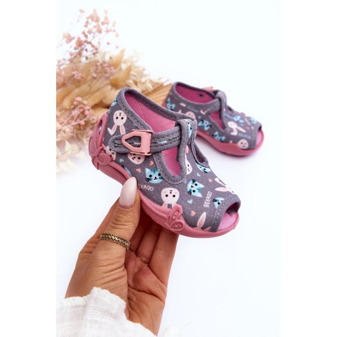 E-shop Detské sivé papuče s potlačou