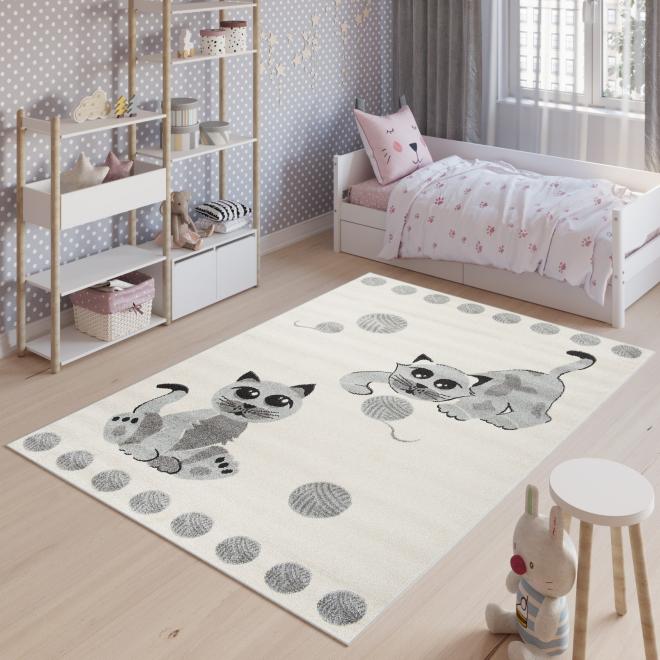 Bielo-sivý koberec pre deti s obrázkom