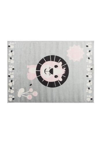 Svetlo-sivý detský koberec s levom