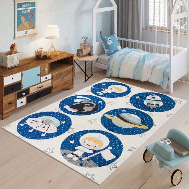 E-shop Modro-biely detský koberec - vesmír
