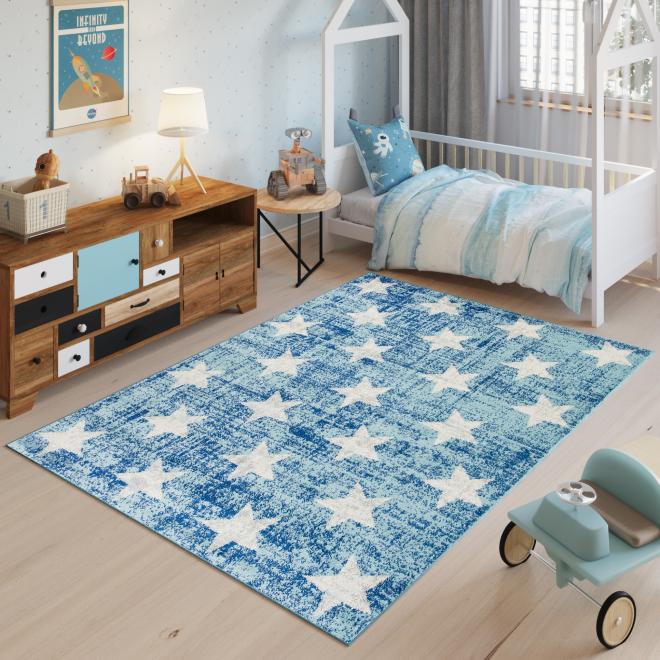 E-shop Modrý koberec s bielymi hviezdami