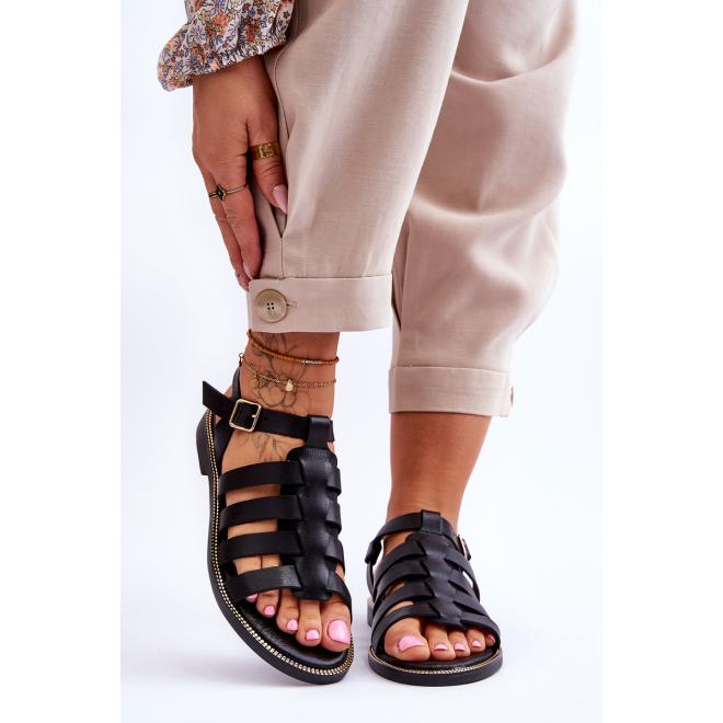 E-shop Kožené čierne sandále pre dámy