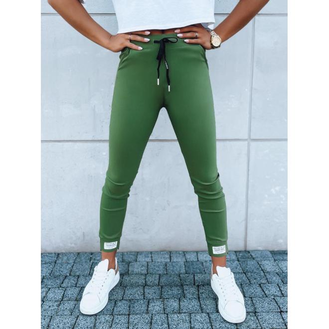 E-shop Dámske priliehavé zelené nohavice