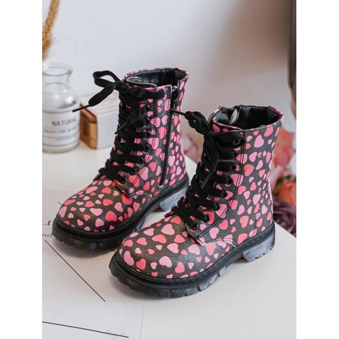 E-shop Čierno-ružové dievčenské čižmy